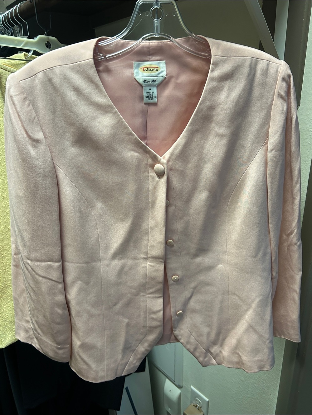 Talbots Pale Pink V-Neck Button Front Blazer